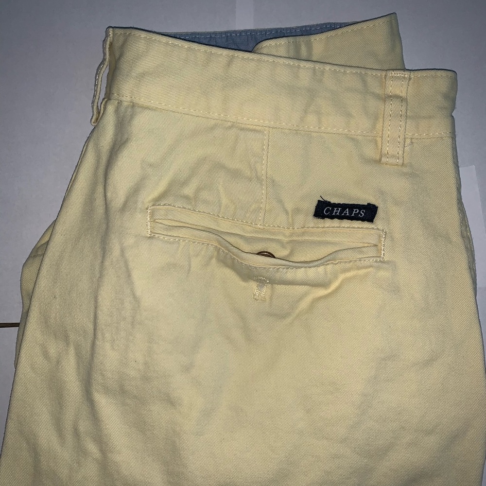 Chaps Flat-Front Pastel Yellow Shorts